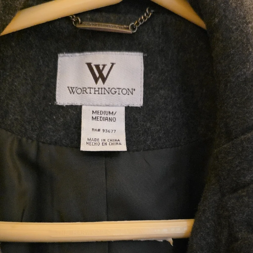 Worthington Gray Pea Coat Timeless Design Womans Size Med - Picture 2 of 12